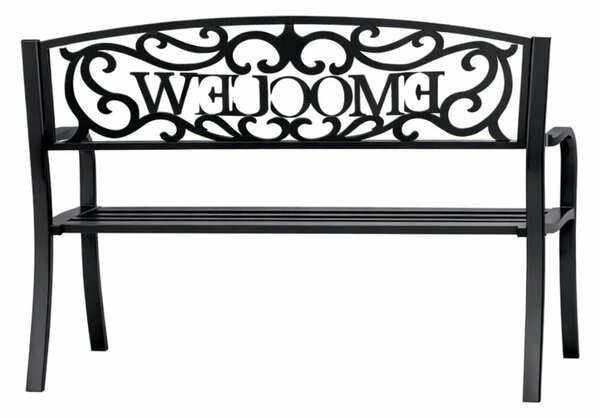WELCOME Kerti pad Terasz Kerti Fém 3 személyes Fekete 127 cm