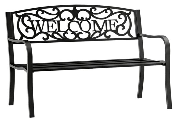 WELCOME Kerti pad Terasz Kerti Fém 3 személyes Fekete 127 cm