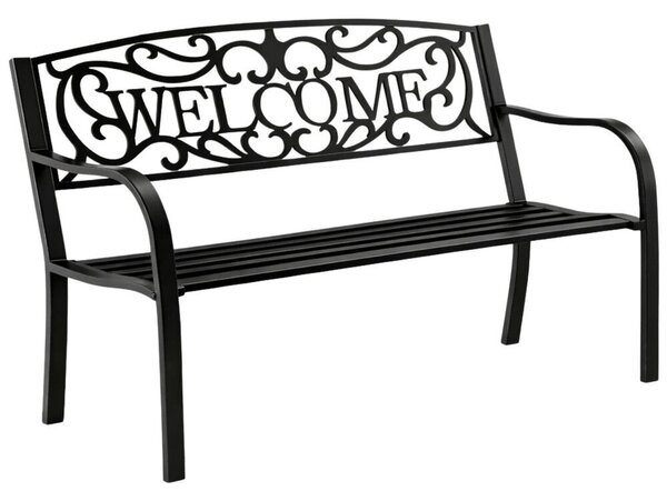WELCOME Kerti pad Terasz Kerti Fém 3 személyes Fekete 127 cm