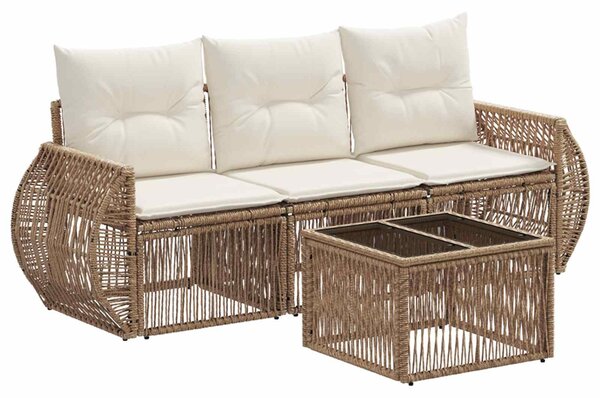 VidaXL Kerti Kanapé Szett 4 pcs Beige és Krémszínű polirattan