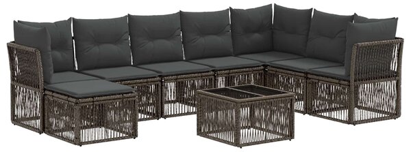 VidaXL Kerti Kanapé Szett 9 pcs Szürke polirattan