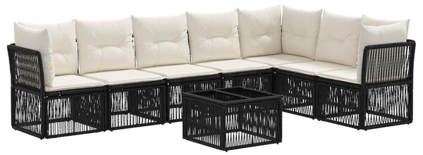 VidaXL Kerti Kanapé Szett 8 pcs Fekete polirattan