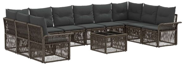 VidaXL Kerti Kanapé Szett 11 pcs Szürke polirattan