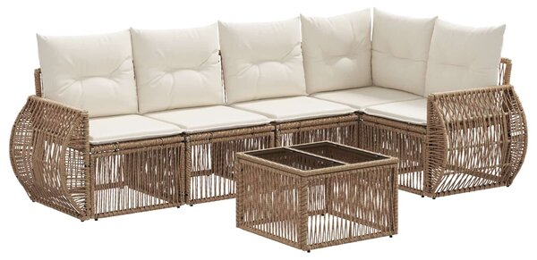 VidaXL Kerti Kanapé Szett 6 pcs Beige és Krémszínű polirattan