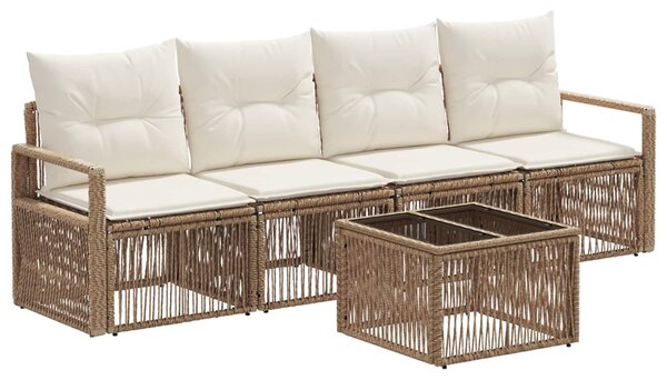 VidaXL Kerti Kanapé Szett 5 pcs Bézs polirattan