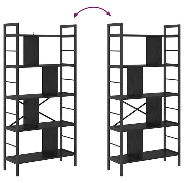 Könyvespolc Fekete tölgy 75 x 30 x 156 cm Faanyag
