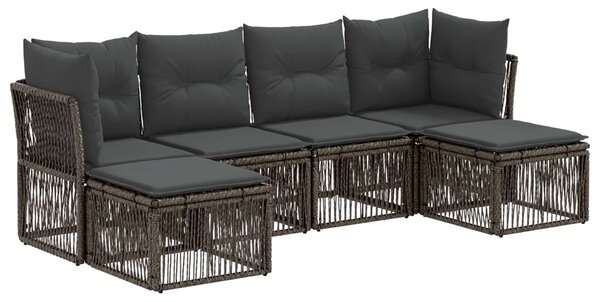 VidaXL Kerti Kanapé Szett 6 pcs Szürke polirattan