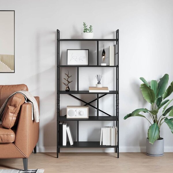 Könyvespolc Fekete tölgy 75 x 30 x 156 cm Faanyag
