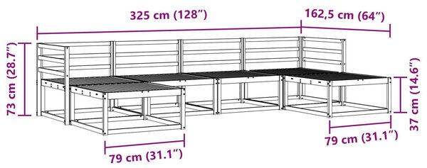 VidaXL Kültéri kanapé szett 6 pcs Természetes Tömör Akácfa