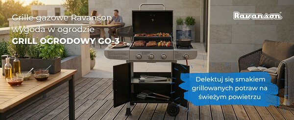 Ravanson GO-3 Gázos Kerti grillsütő - Fekete