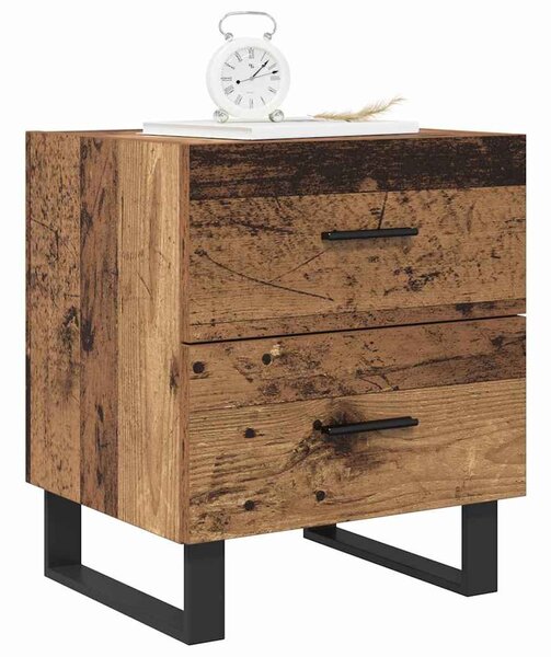 Éjjeliszekrény 2 pcs Régi fa és fekete 40 x 35 x 47,5 cm