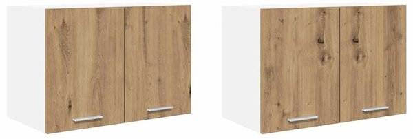 Függő szekrény 2 pcs Artisan tölgy és fehér 60 x 31 x 40 cm