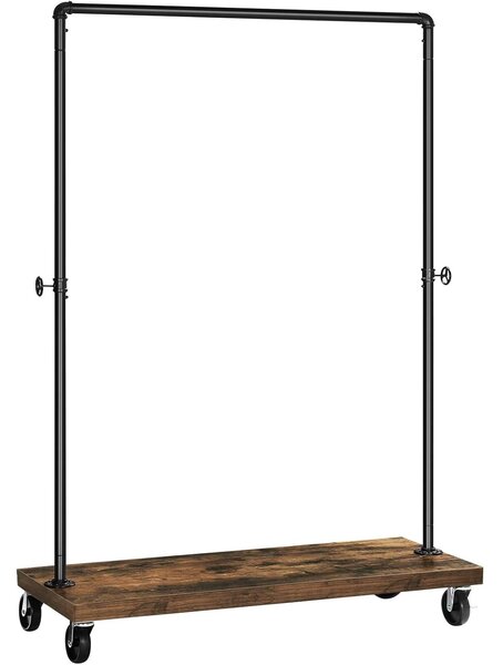 SONGMICS ruhafelfüggesztő kerekekkel, felső rúddal és alsó polccal, ipari stílus, 104x40x162 cm, fekete