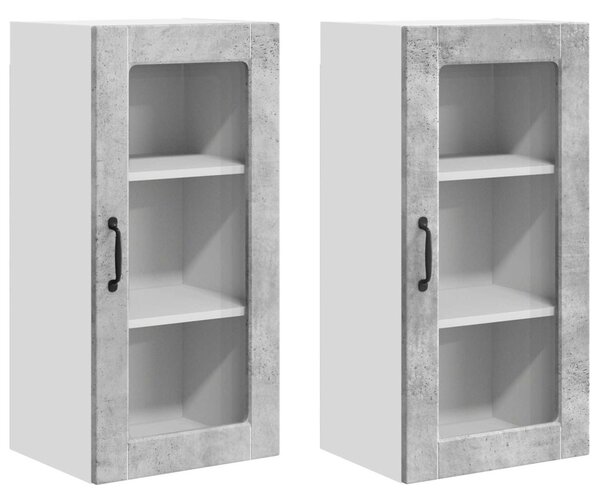 Konyhaszekrény 2 pcs Beton Szürke 40 x 31 x 80 cm Faanyag