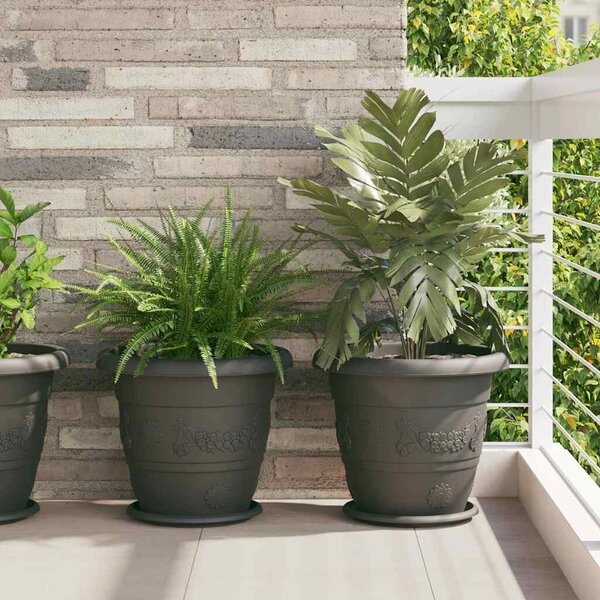 VidaXL Kerek Virágcserép 24 pcs Fekete Ø 39 x 32 cm Műanyag