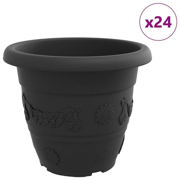 VidaXL Kerek Virágcserép 24 pcs Fekete Ø 39 x 32 cm Műanyag