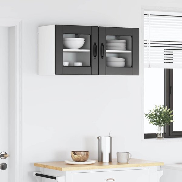 Konyhaszekrény polcokkal 2 pcs Fekete 40 x 31 x 40 cm Faanyag
