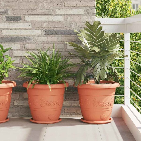 VidaXL Kerek Virágcserép 24 pcs Tégla Vörös Ø 39 x 32 cm Műanyag
