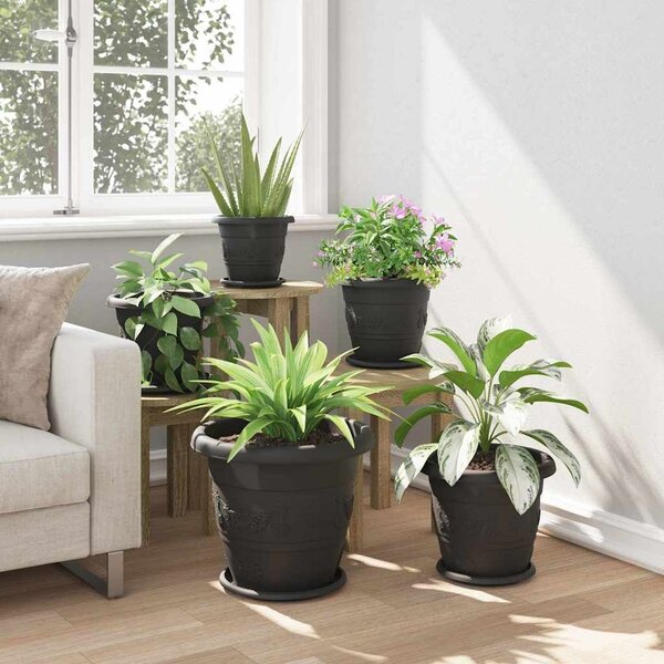 VidaXL Kerek Virágcserép 24 pcs Fekete Ø 39 x 32 cm Műanyag
