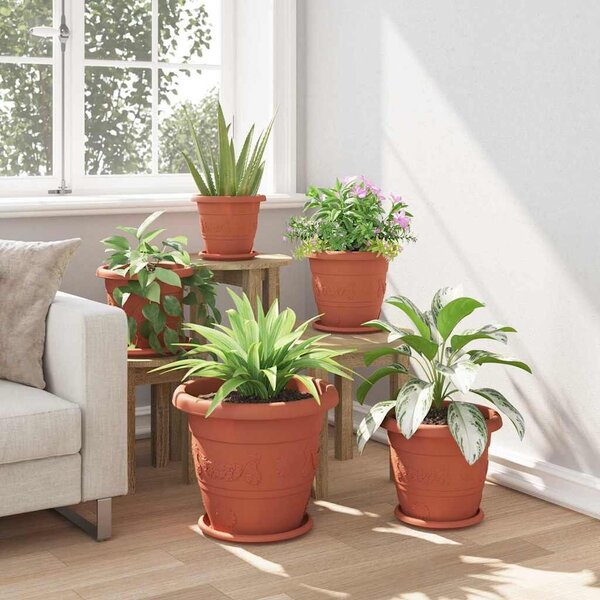 VidaXL Kerek Virágcserép 24 pcs Tégla Vörös Ø 39 x 32 cm Műanyag