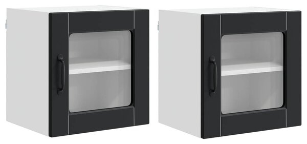 Konyhaszekrény polcokkal 2 pcs Fekete 40 x 31 x 40 cm Faanyag