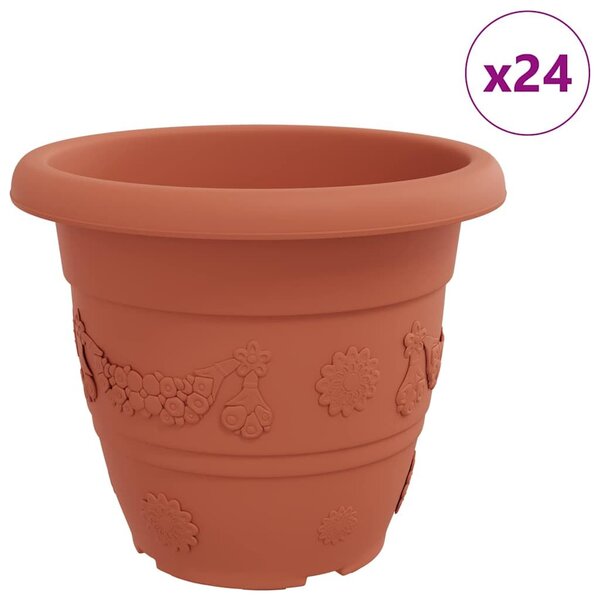 VidaXL Kerek Virágcserép 24 pcs Tégla Vörös Ø 39 x 32 cm Műanyag
