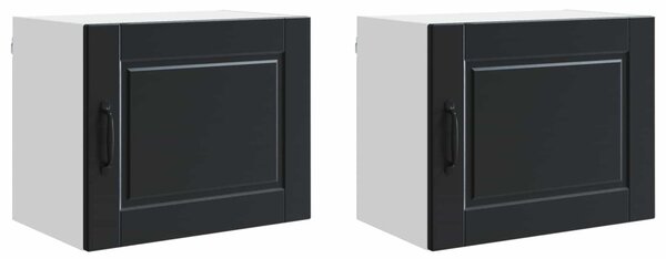 Konyhaszekrény polcokkal 2 pcs Fekete 50 x 31 x 40 cm Faanyag
