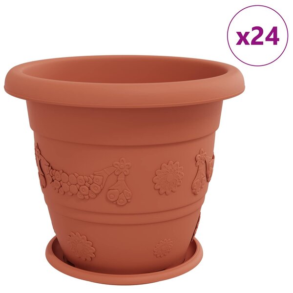 VidaXL Növénycserép 24 pcs Tégla Vörös Ø 39 x 32 cm Műanyag