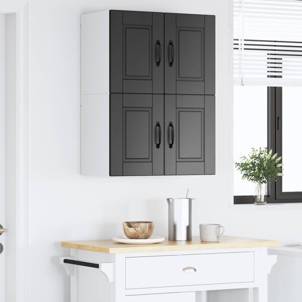 Konyhaszekrény polcokkal 2 pcs Fekete 60 x 31 x 40 cm Faanyag