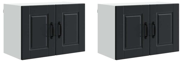 Konyhaszekrény polcokkal 2 pcs Fekete 60 x 31 x 40 cm Faanyag