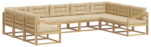 VidaXL Kültéri kanapé szett párnával 9 pcs Fehér és Bézs