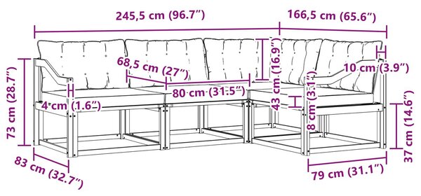VidaXL Kültéri kanapé szett párnával 4 pcs Fehér és Világosszürke