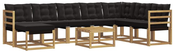 VidaXL Kültéri kanapé szett párnával 9 pcs Fehér és Fekete