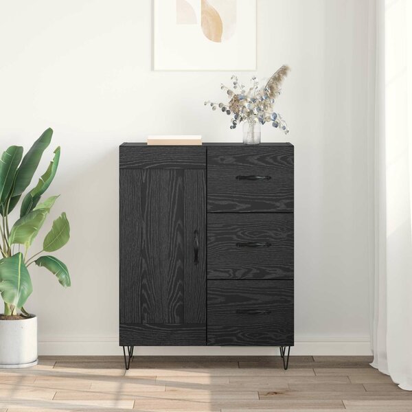 VidaXL Széf fiókkal Fekete Tölgy 69,5 x 34 x 90 cm Mérnöki fa