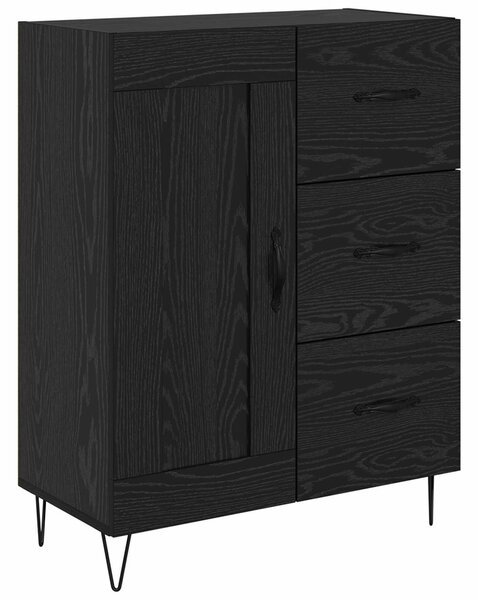 VidaXL Széf fiókkal Fekete Tölgy 69,5 x 34 x 90 cm Mérnöki fa