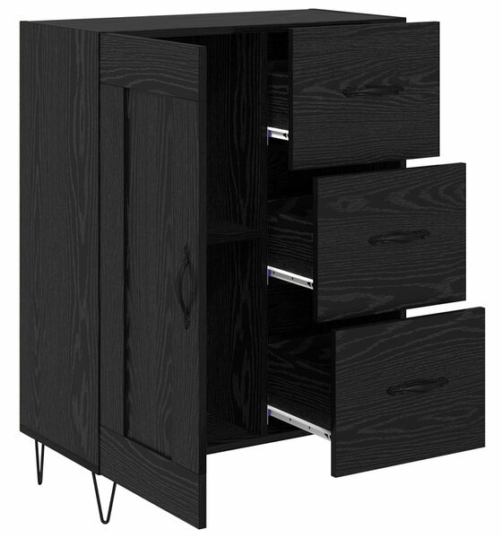 VidaXL Széf fiókkal Fekete Tölgy 69,5 x 34 x 90 cm Mérnöki fa