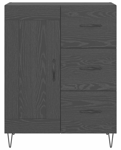VidaXL Széf fiókkal Fekete Tölgy 69,5 x 34 x 90 cm Mérnöki fa