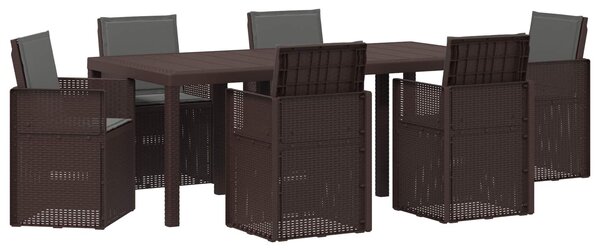 VidaXL Kert étkező szett párnával 7 pcs Barna és Antracitszürke PP