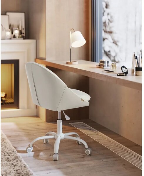 Songmics irodai szék, ideális otthoni irodába, sherpa/plüss textil kárpitozás, H83.3-93.3 cm, állítható magasság, stabil görgős talp, ívelt háttámla, kényelmes párnázott ülés, ergonomikus, mo