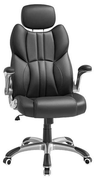 Songmics ergonomikus bőr irodai szék, H119-129 cm, ideális irodába/otthoni irodába/gaminghez, állítható fejtámla a fej/nyak megtámasztására, kényelmes háttámla, jól párnázott ülés, görgők a m