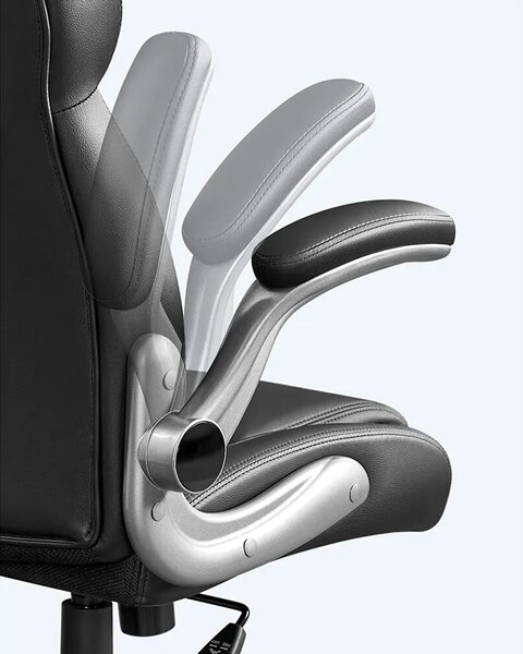 Songmics ergonomikus bőr irodai szék, H119-129 cm, ideális irodába/otthoni irodába/gaminghez, állítható fejtámla a fej/nyak megtámasztására, kényelmes háttámla, jól párnázott ülés, görgők a m