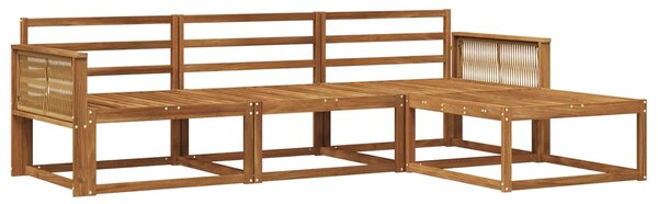 VidaXL Kültéri kanapé szett 4 pcs Természetes Tömör Akácfa