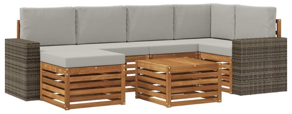 VidaXL Szegmentált kanapé szett 7 pcs Természetes és Világosszürke