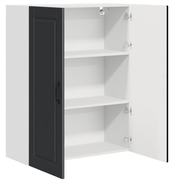 Konyhaszekrény polcokkal Fekete 80 x 31 x 100 cm Faanyag