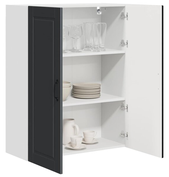 Konyhaszekrény polcokkal Fekete 80 x 31 x 100 cm Faanyag