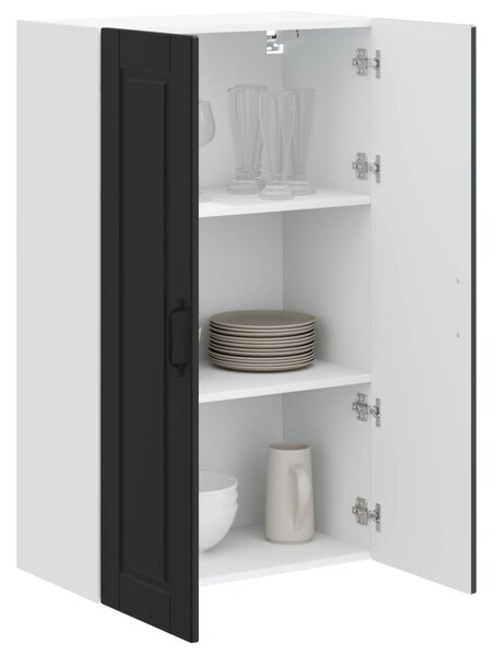 Konyhaszekrény polcokkal Fekete 60 x 31 x 100 cm Faanyag