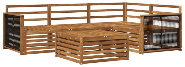 VidaXL Kültéri kanapé szett 5 pcs Természetes Tömör Akácfa