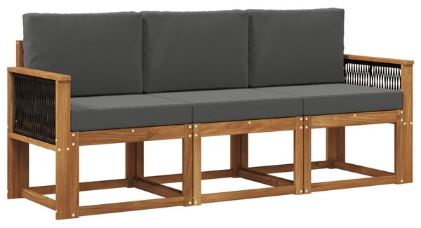VidaXL Kültéri kanapé szett párnával 3 pcs Természetes és antracit