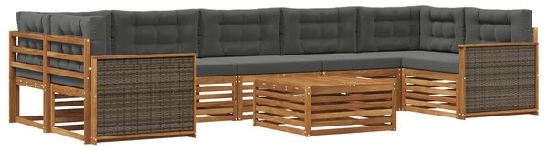 VidaXL Kültéri kanapé szett párnával 8 pcs Természetes és antracit