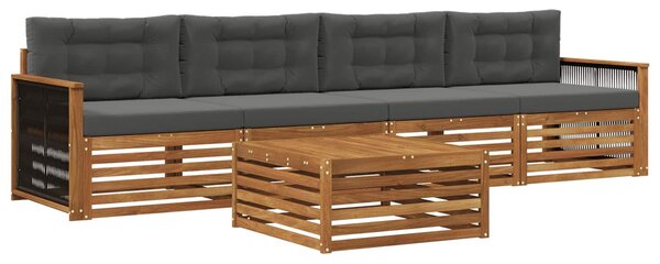 VidaXL Kültéri kanapé szett párnával 5 pcs Természetes és antracit